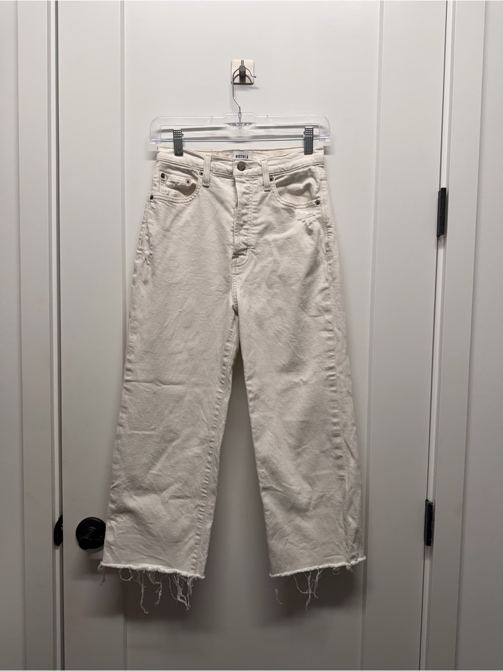 PISTOLA White High-Rise Straight Leg Jeans